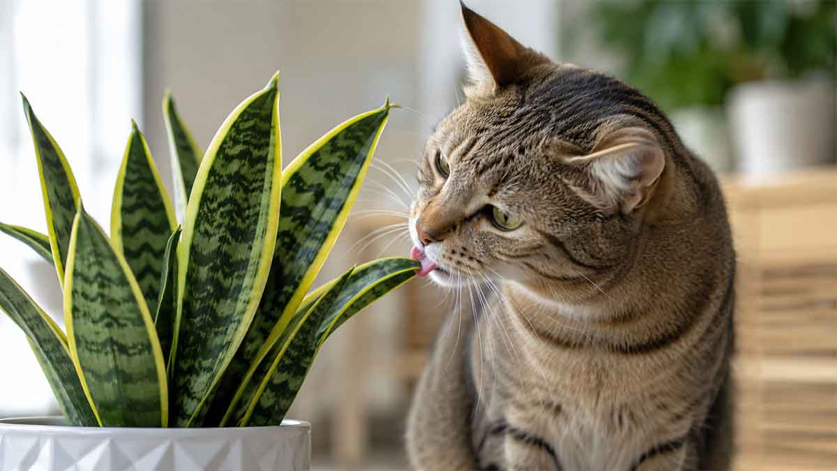 what happens if a cat licks a snake plant